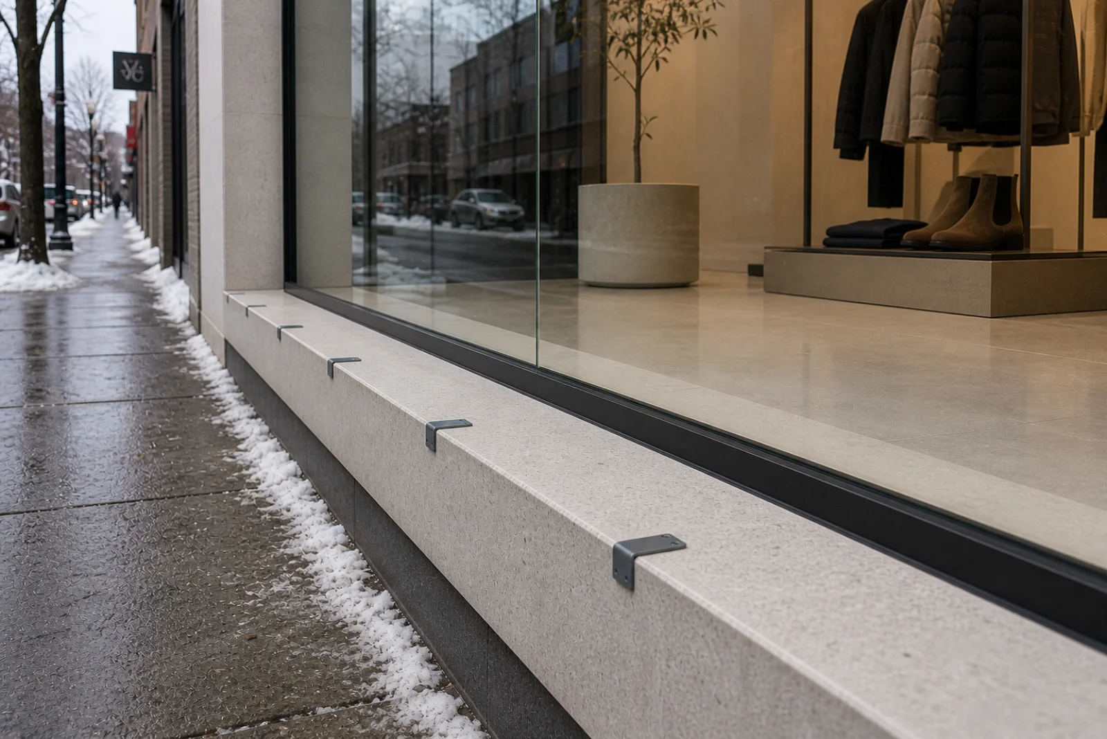 Retail Storefronts — representative skate-deterrent installation context in Canada